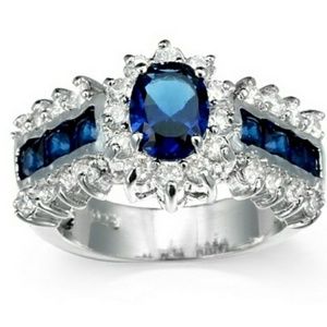 SALE18k over Sterling Silver Saphire Zirconia Ring